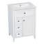 Meuble-lavabo noir 24 po avec lavabo, panneau de fibres à densité moyenne et fabrication en bois d'hévéa, 3 tiroirs et armoire avec tablettes réglables, conception moderne pour les petites et moyennes salles de bain-133758027-133758026