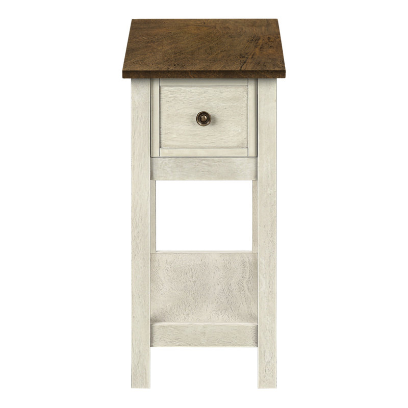 Table d'appoint, 2 niveaux, bout, lampe, table de chevet, table d'appoint, étroit, petit, tiroir de rangement, chambre à coucher, placage, transitionnel