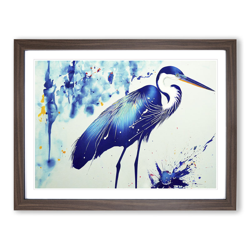 XH1022-8086X Splashed Heron Bird Vol.2 Abstract - Single Picture Frame Print, Walnut Framed, 25cm H x 34cm W x 2cm D
