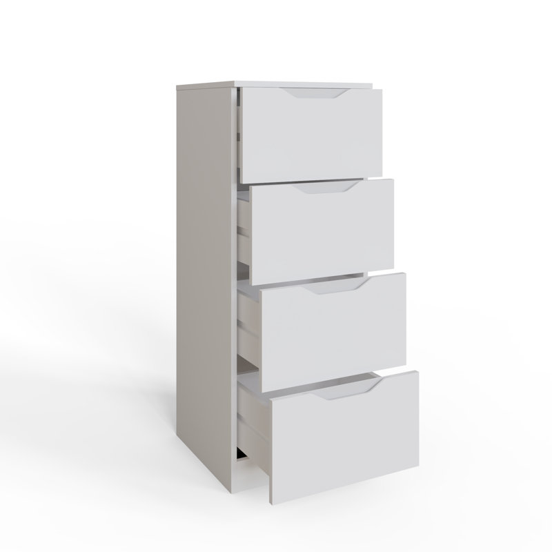 Groove Handle Slim 4 Drawer Chest, Matt White