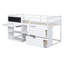 Lit mezzanine simple bas avec bureau roulant, tablette et tiroirs, blanc - Lit mezzanine avec rangement et espace de travail-261189505