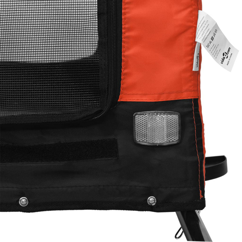 vidaXL Pet Bike Trailer Oxford Fabric and Iron, 53cm H x 124cm W x 53cm D, Orange/Black