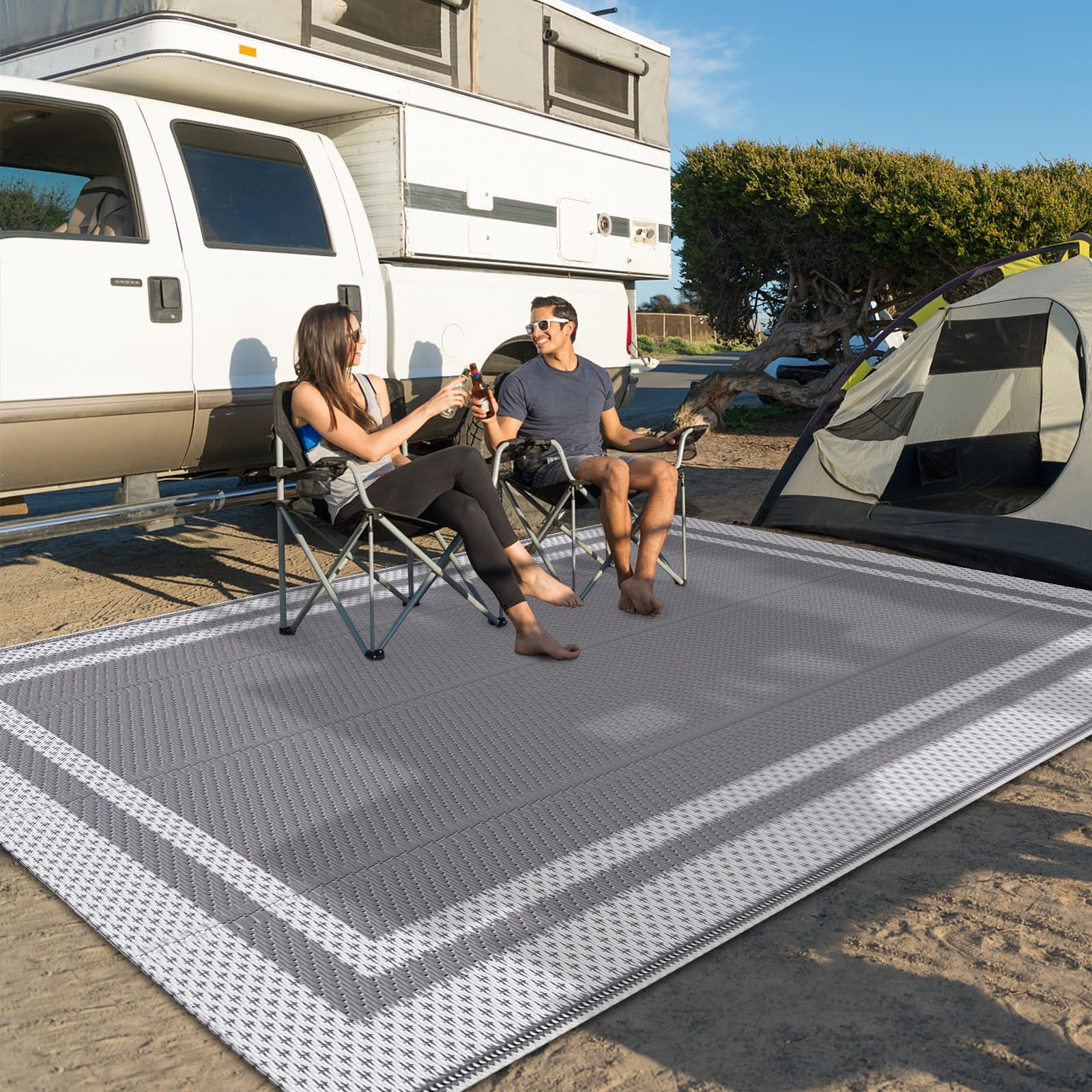 Ebern Designs Outdoor Rug Reversible Portable Plastic Straw Camping Rug ...