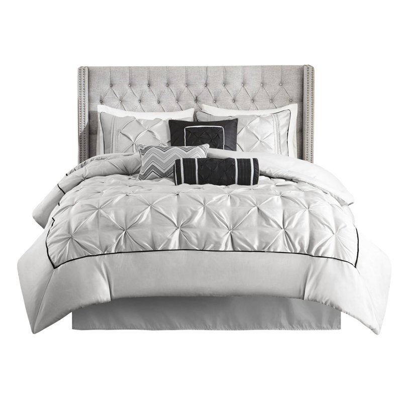 Literie pleine couleur grise - 7 pièces avec édredon de qualité durable pour une chambre à coucher moderne, Gris