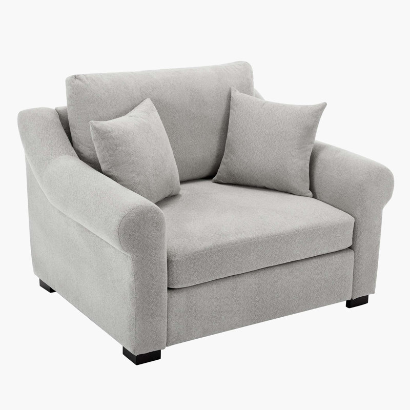 Chenille Oversized Armchair, Light Gray Chenille, 40.2" H x 44.5" W x 36.2" D