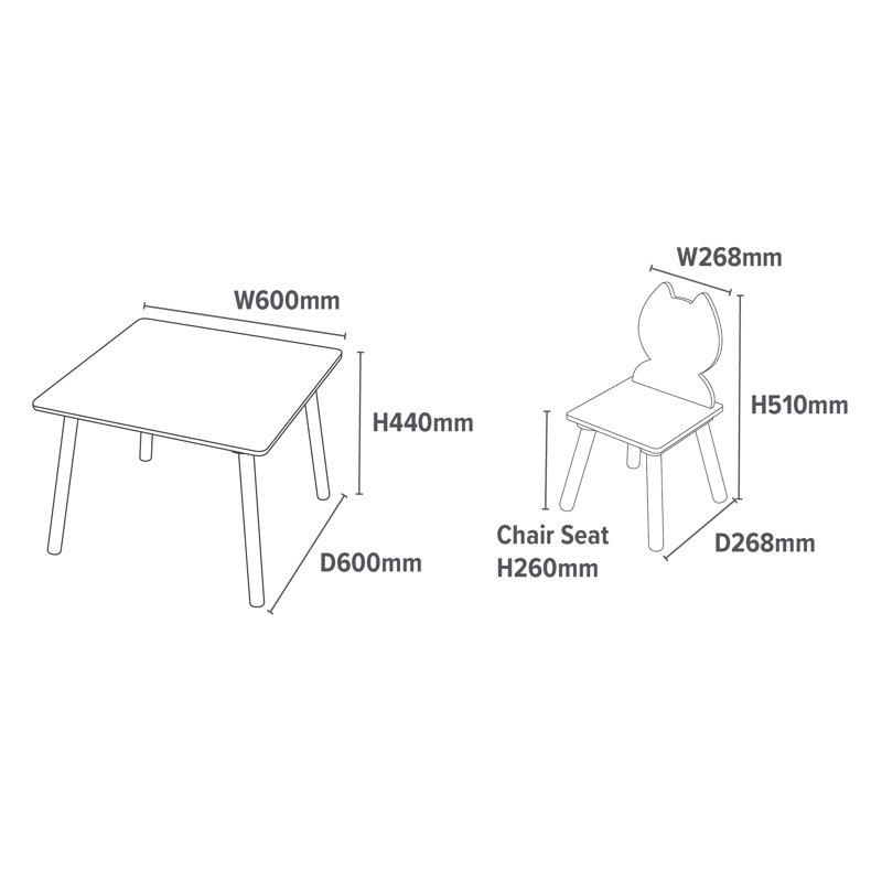 Kids Cat and Dog Table and Two Chairs Set