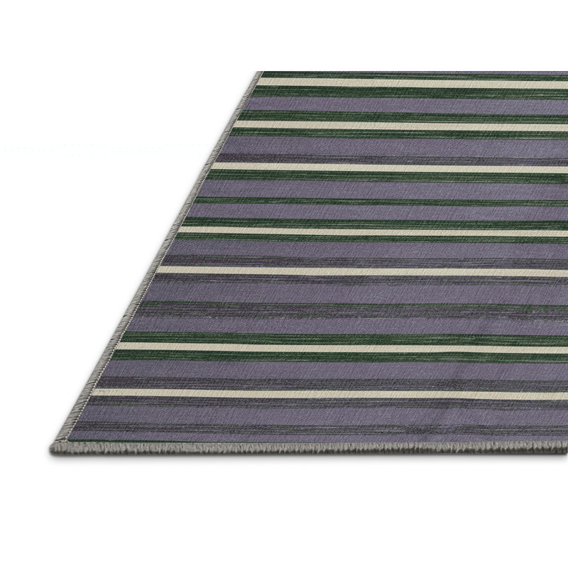Tapis mauve à rayures horizontales lavable à la machine, Tapis de couloir 2 pi x 5 pi