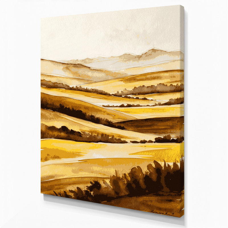 Aquarelle, paysage, 90, toile beige, 18" H x 12" W