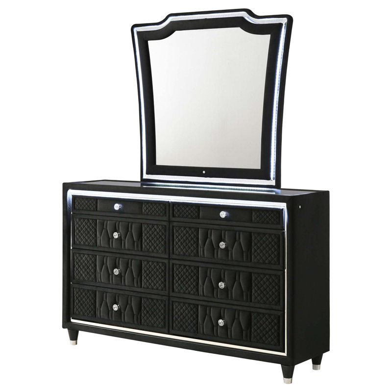 Commode 8 tiroirs avec miroir à trois panneaux Mika