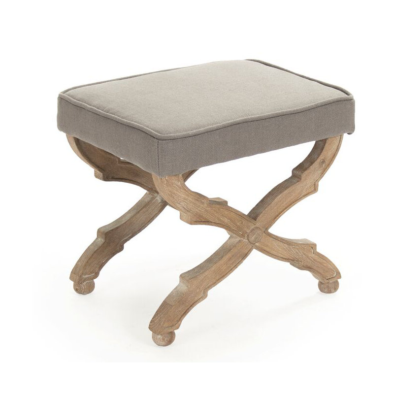 Elof Upholstered Bench, Gray/Brown, 16" H x 20" W x 18" D