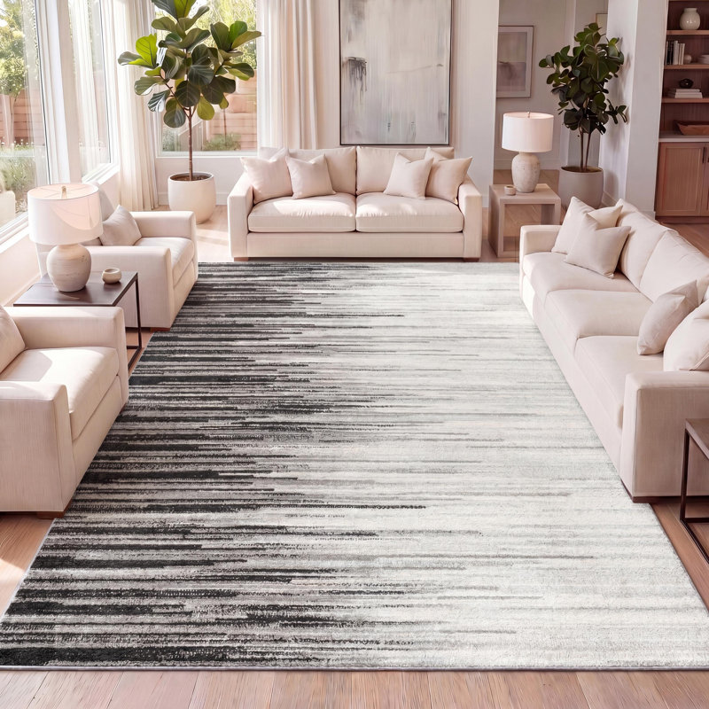 Tapis gris / crème Spann Linear, Rectangle 4pi x 6 pi