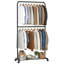 Portant à vêtements avec roulettes, support à vêtements à double tringle, support à vêtements avec tablette de rangement, 2 freins-84952081