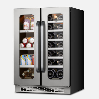Whynter BSR-6020FDS 24 inch Built-ln Wine Fridge 20 Bottles & 60 Cans Undercounter Stainless Steel Wine Refrigerator with Digital Control, Lock, and C on Fridge.com
