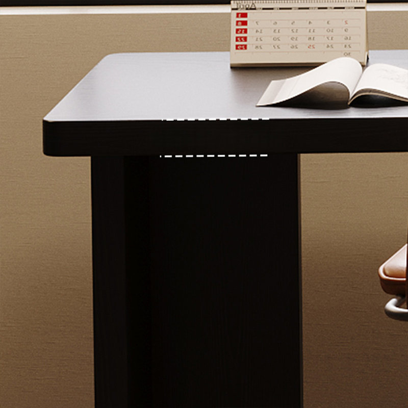 Bureau noir en bois massif en forme de L, H 29,53 po x l 62,99 po x P 47,24 po, Retour à droite