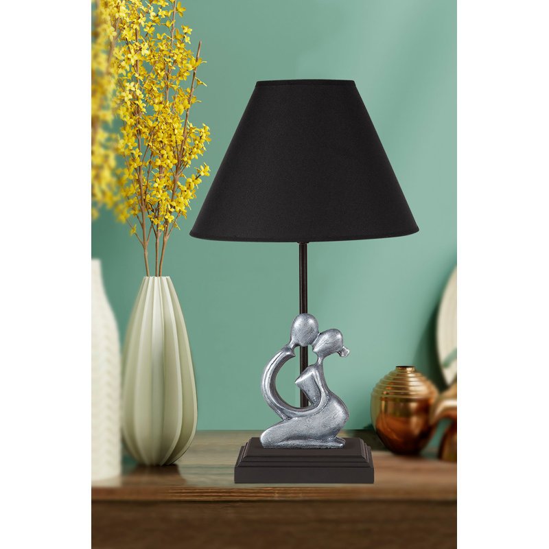 Lampe de table 16,5 po Barview, Noir, Noir / argent
