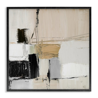 Beige Black Organic Collage Framed Giclee Art by Lanie Loreth