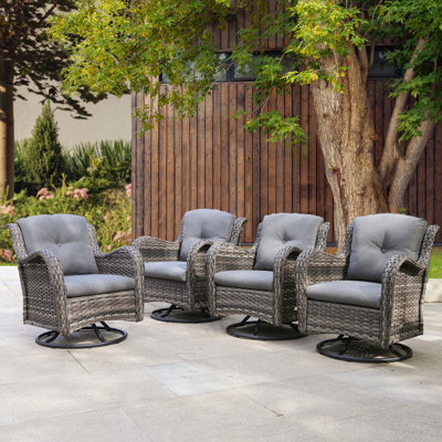 Aliyani Swivel Premium All-Weather Wicker Outdoor Lounge Chair, Cushions Included