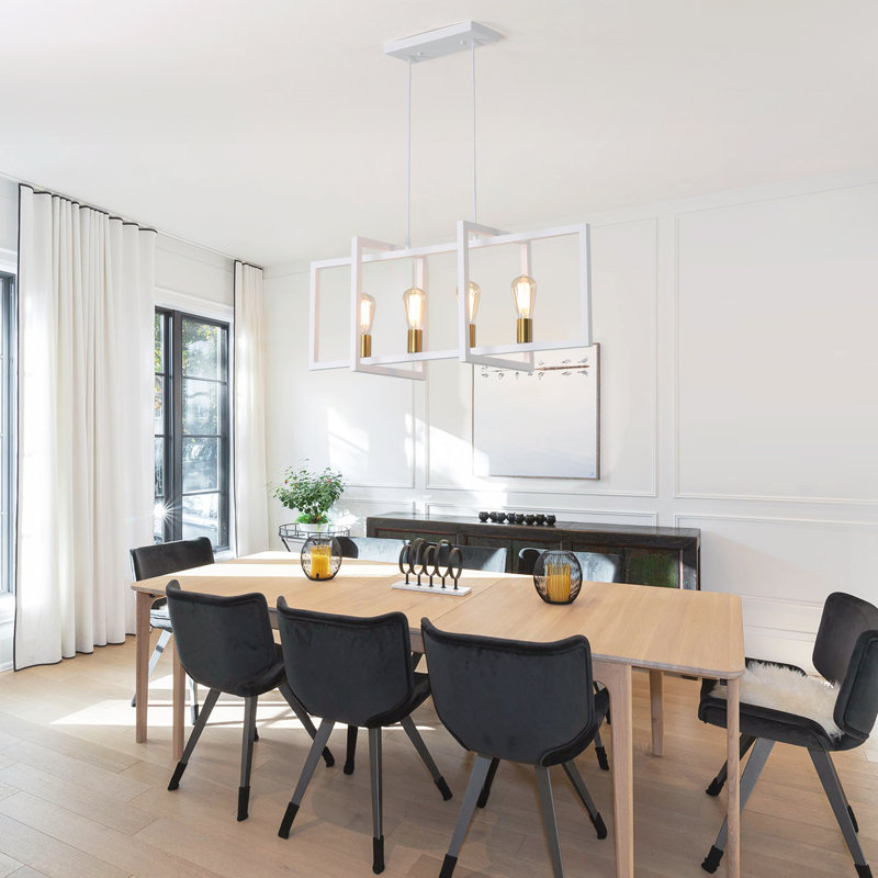 Barines 4 - Light Dimmable Kitchen Island Chandelier, White