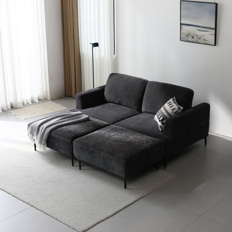 Canapé 71 po avec 2 tabourets, Gris