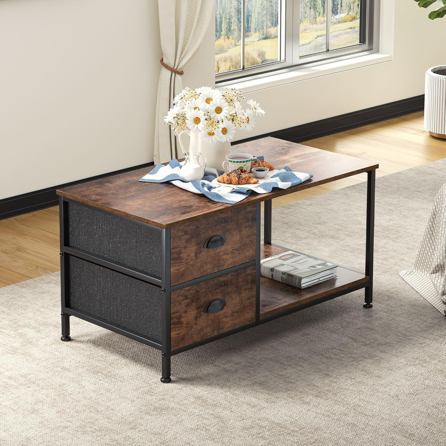 17 Stories Coffee Table With Drawers, Coffee Table For Living Room, 2 ...