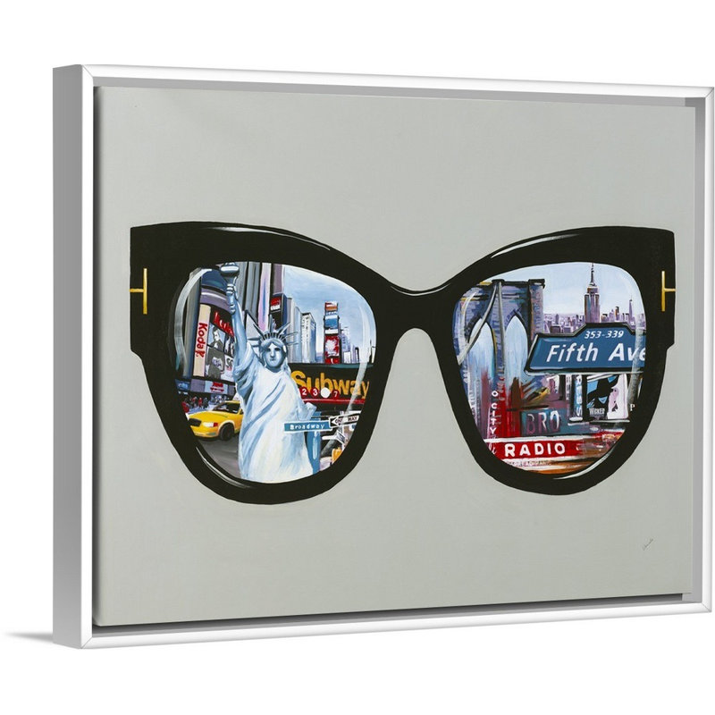 « city shades i », peinture sur toile, H 17,7 po x l 21,7 po x P 1,75 po, Cadre flottant blanc