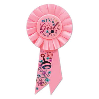 It's A Girl Rosette - 3Â¼" - Pack of 6