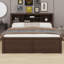 Lit plateforme en bois avec tête de lit multi-rangement, USB et tiroirs-772532316