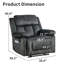 Fauteuil inclinable manuel moderne en microfibre de 38,58 po de largeur avec rembourrage rembourré et poche de rangement latérale-480565804