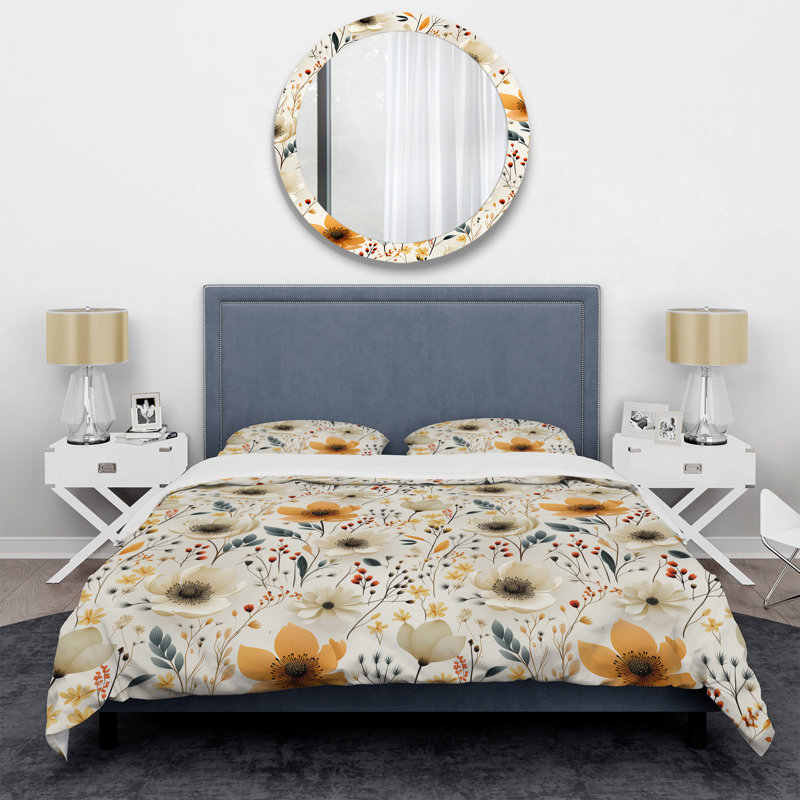 Literie fleurs d'automne Woodland, Housse de couette pour grand lit et 2 taies décor