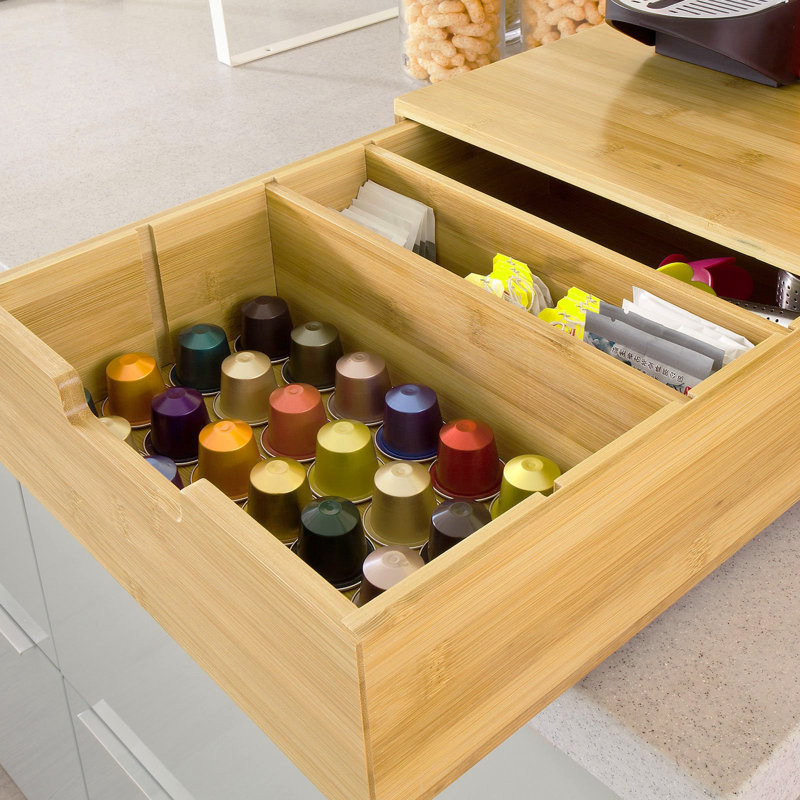 Ebern Designs Bamboo Coffee Pod Storage