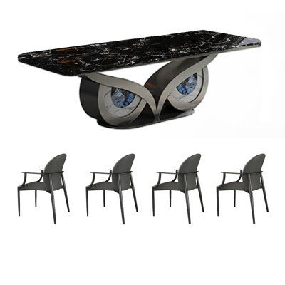 Modern Dining Table And Chairs Rectangular 35.4'' W Dining Set