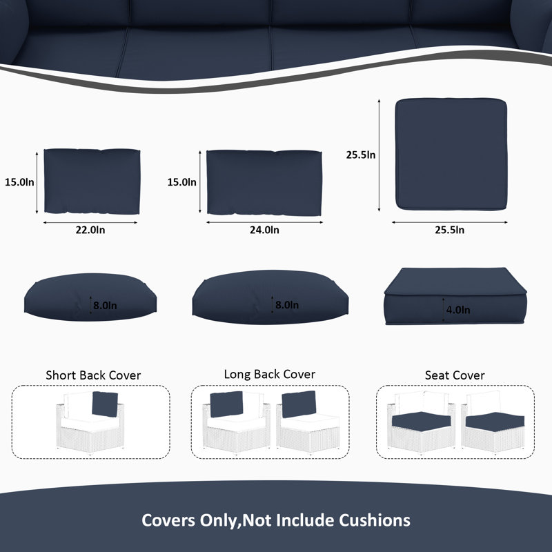 Housse de coussin pour groupe de sièges d'extérieur 14 po 14 pièces, 14 pièces seulement, Marine