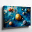 Toile dans un tableau cosmique envoûtant, un tableau vibrant de planètes, art mural sur fond bleu et doré-510835389