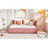 Full Size Upholstered Daybed With 2 Storage Drawers Sofa Bed Frame No Box Spring Needed, Linen Fabric (Pink)-902604339