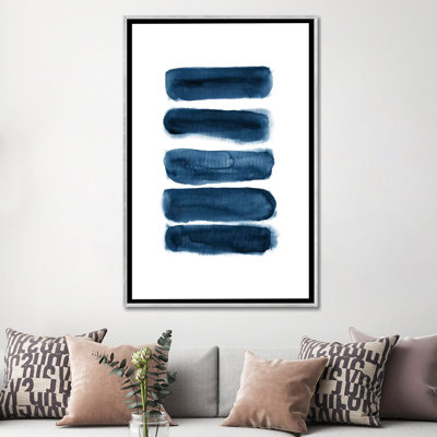 " Watercolor Brush Strokes Navy Blue " by Nouveau Prints