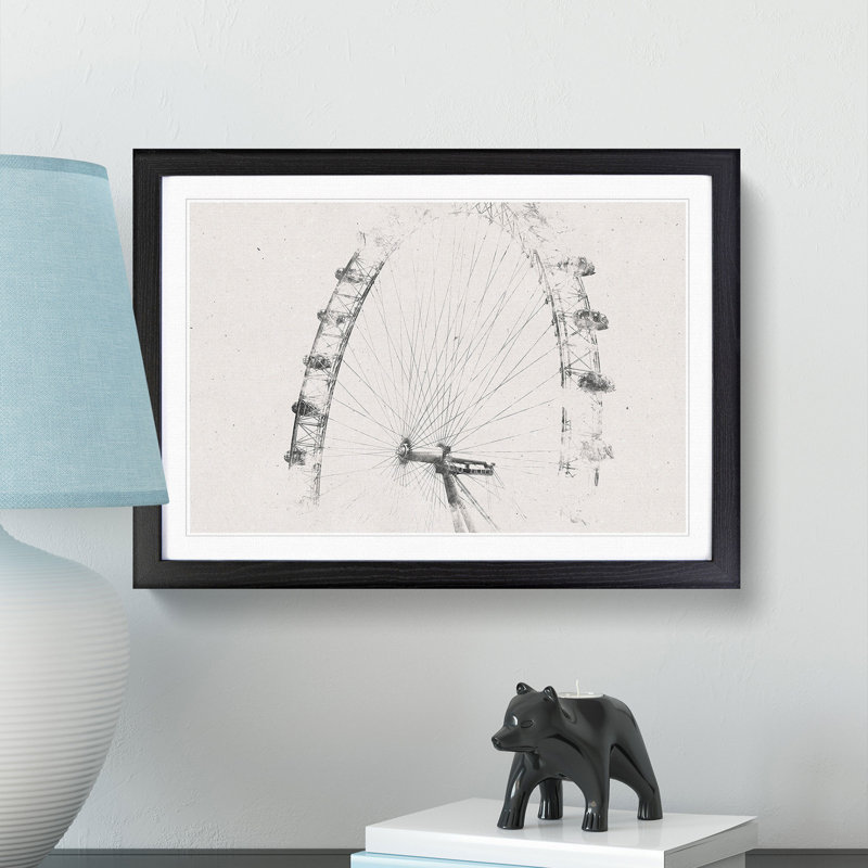 The London Eye London - Picture Frame Painting Print, 24cm H x 33cm W x 2cm D, Black Framed