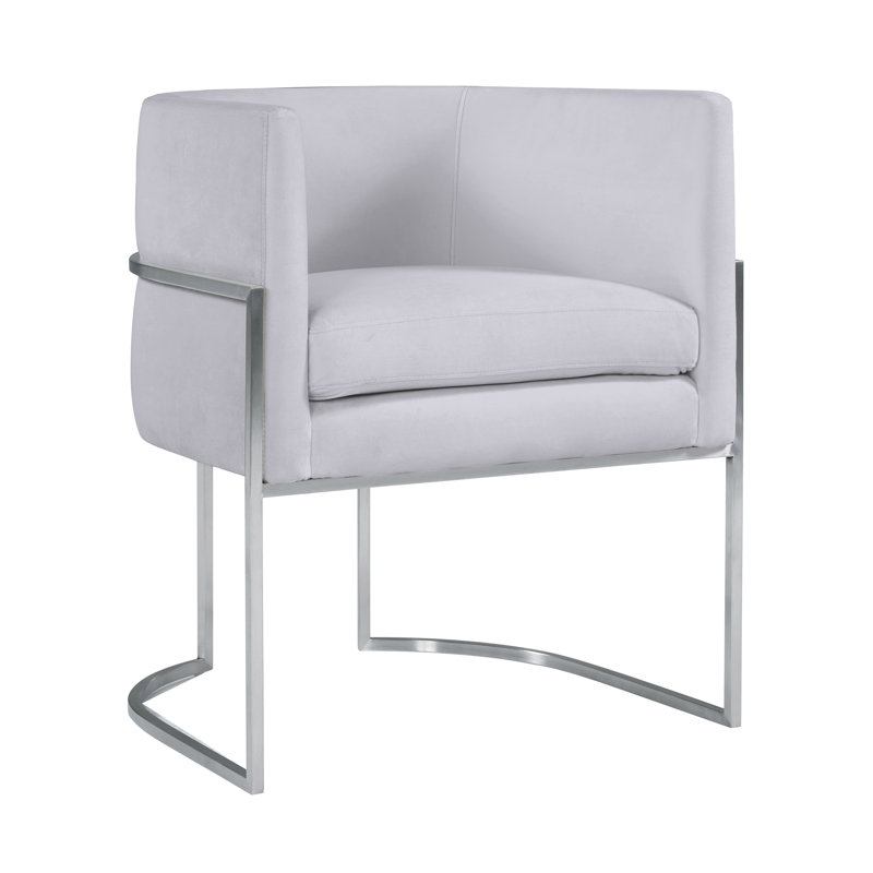 48.3cm H Velvet Upholstered Side Chair, Silver, Grey