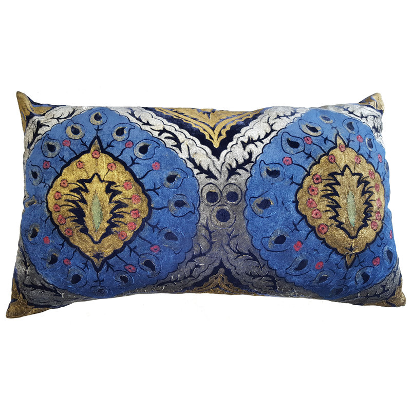 Peacock II Velvet Rectangular Pillow Cover
