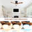 42" Flush Mount 3-Solid Wood Blade Ceiling Fan Led Light, Silent Remote Control-1253806623