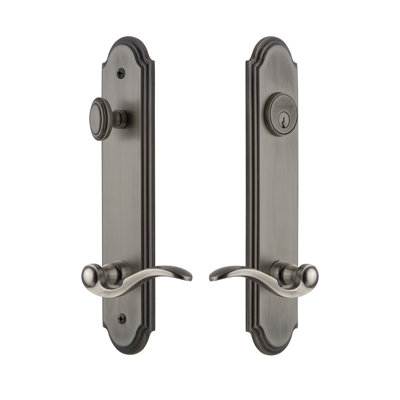 MEGA HANDLES Bouton De Porte D'entrée Combo I Et Serrure Cylindrique Et Serrure - Poignée De Porte Robuste Pour Gaucher Ou Droitier - Laiton Satiné