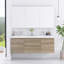 Meuble-lavabo mural 60 po avec double lavabo intégré en résine de pierre, 2 tiroirs, 2 armoires-129198627
