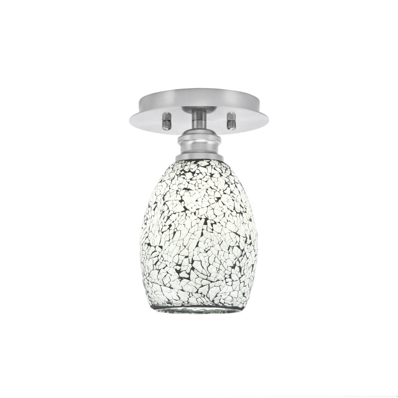 Plafonnier semi-encastré avec verre fusion noir 5 po Edge, Nickel brossé