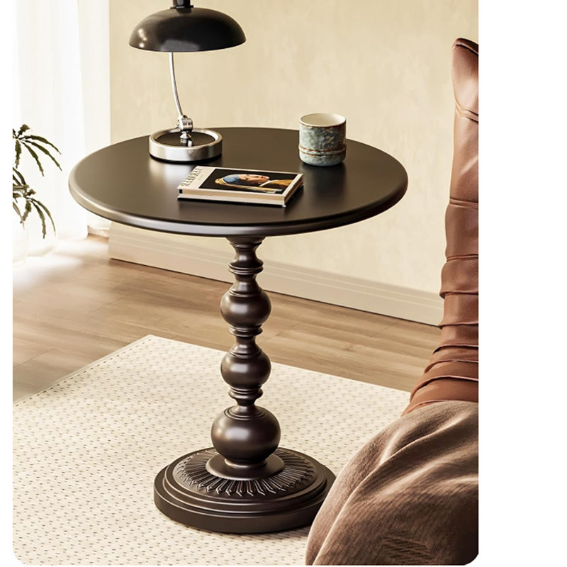 Petite table d'appoint ronde avec base en métal, table basse rétro multifonctionnelle pour le salon, la chambre à coucher, le bureau et le patio