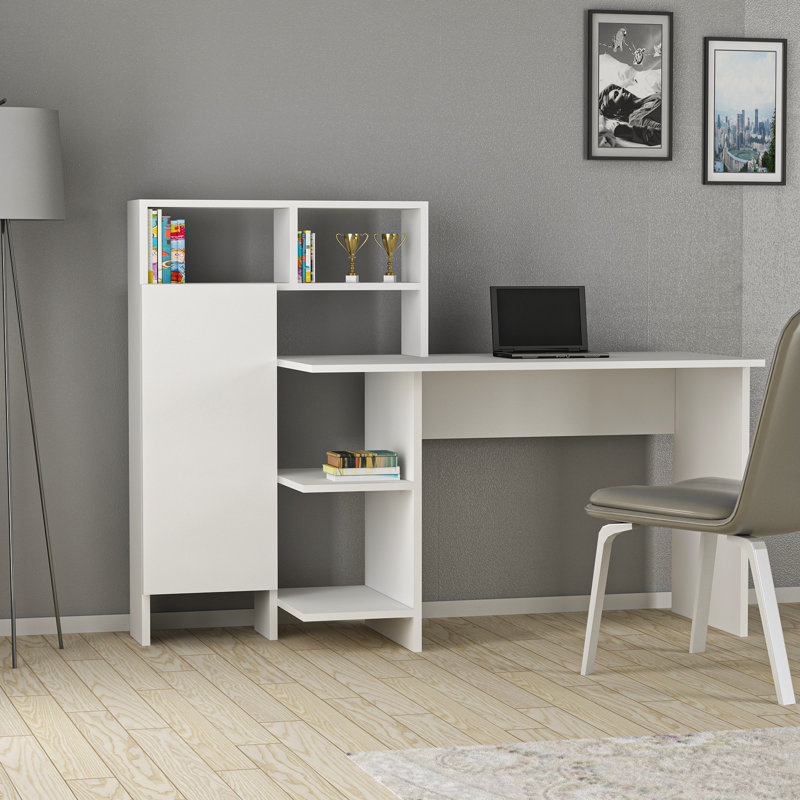 Reiner Commercial Use 135.9Cm W Rectangle Writing Desk, White