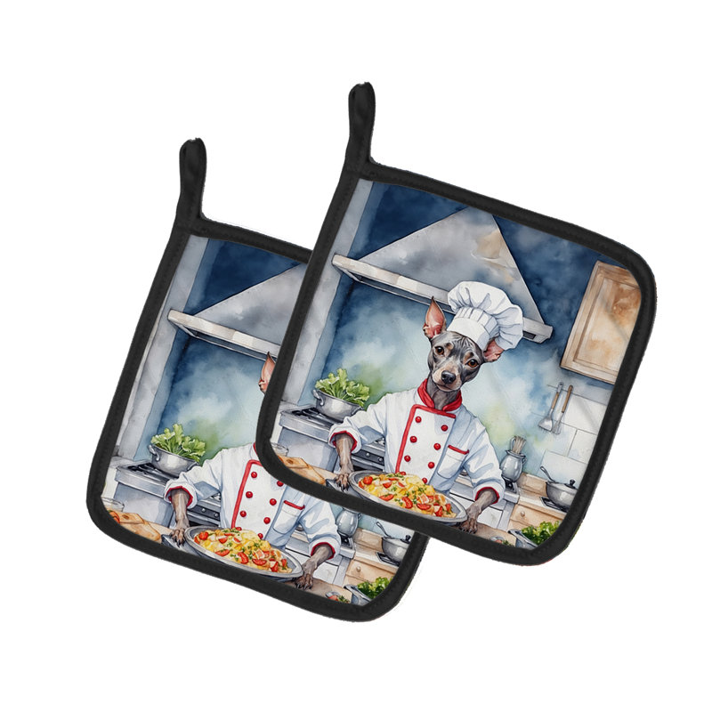 Caroline's Treasures The Dog Chef Polyester Potholder Set