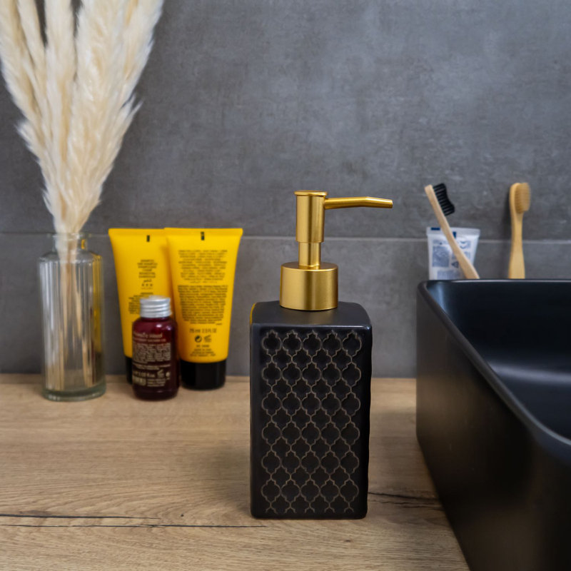 Ahmani Ceramic / Porcelain Soap Dispenser, Black