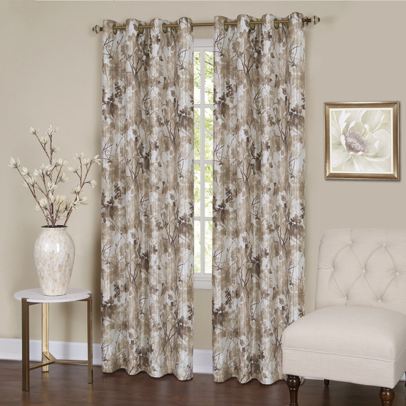 Sybilla Room Darkening Curtain Single Panel, 50"W x 84"L, Tan