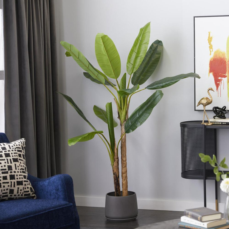64'' Faux Banana Leaf Plant in Pot