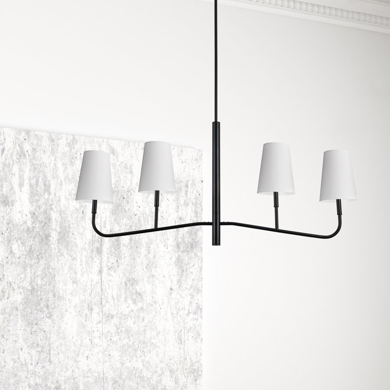Lustre classique / traditionnel à 4 lumières Arvell, Blanc, Noir mat