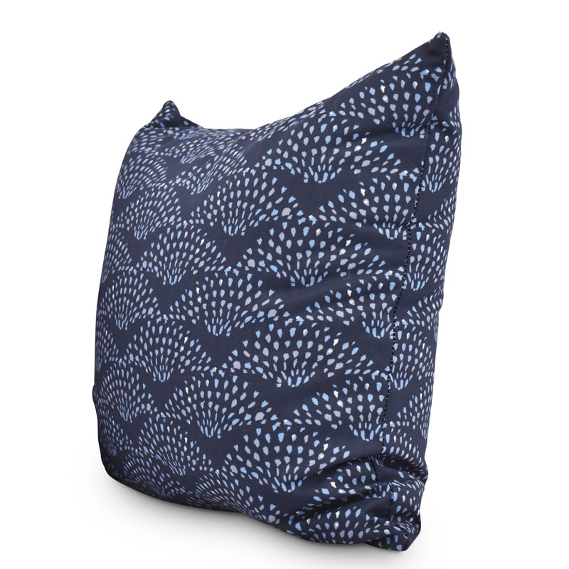 Fickle Florals Abstract Outdoor Reversible Throw Pillow, 18" H x 18" W, Blue